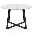 ID MARKET - Table à manger fixe ronde SELMA 4-6 personnes plateau effet marbre blanc ALASKA et noir 110 cm - vignette
