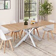 ID MARKET - Table à manger extensible rectangle ALIX 6-10 personnes bois et blanc 160-200 cm - vignette
