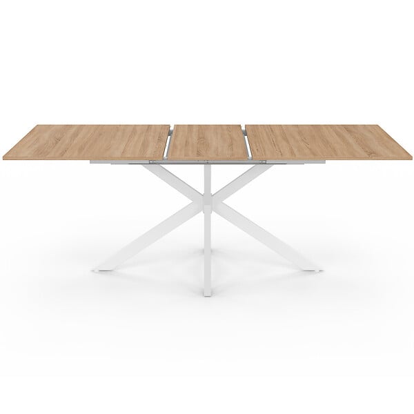 ID MARKET - Table à manger extensible rectangle ALIX 6-10 personnes bois et blanc 160-200 cm - large