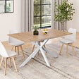 ID MARKET - Table à manger extensible rectangle ALIX 6-10 personnes bois et blanc 160-200 cm - vignette