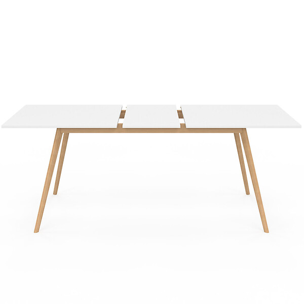 ID MARKET - Table scandinave extensible rectangle INGA 6-10 personnes blanche 160-200 cm - large