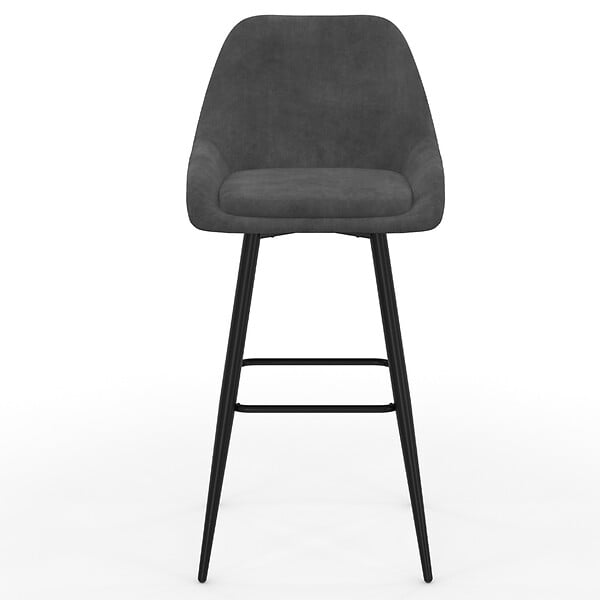 ID MARKET - Lot de 4 tabourets de bar THALYA en velours mix color bleu, gris clair, gris foncé, jaune avec demi-accoudoirs - large