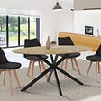 ID MARKET - Table à manger ovale ALIX 8 personnes pied araignée bois et noir 150 cm - vignette