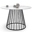 ID MARKET - Table à manger ronde YUNA 6 personnes pied filaire en métal noir et plateau effet marbre blanc ALASKA 110 cm - vignette