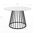 ID MARKET - Table à manger ronde YUNA 6 personnes pied filaire en métal noir et plateau effet marbre blanc ALASKA 110 cm - vignette