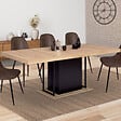 ID MARKET - Table à manger extensible rectangle UGO 6-10 personnes bois façon hêtre et noir 160-200 cm - vignette