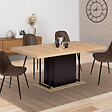 ID MARKET - Table à manger extensible rectangle UGO 6-10 personnes bois façon hêtre et noir 160-200 cm - vignette