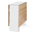 ID MARKET - Table console pliable EDI 2-6 personnes avec rangements bois blanc plateau façon hêtre 150 x 80 cm - vignette