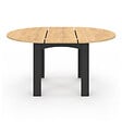 ID MARKET - Table à manger extensible ronde DONA 4-8 personnes noire plateau façon hêtre 110-150 cm - vignette