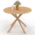 ID MARKET - Table à manger ronde ALIX 6 personnes pied araignée bois effet hêtre 110 cm - vignette