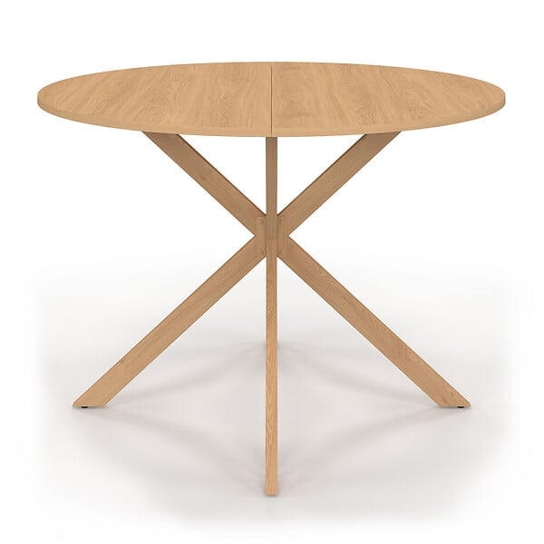 ID MARKET - Table à manger ronde ALIX 6 personnes pied araignée bois effet hêtre 110 cm - large