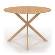 ID MARKET - Table à manger ronde ALIX 6 personnes pied araignée bois effet hêtre 110 cm - vignette