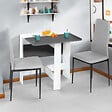 ID MARKET - Table console pliable EDI 2-4 personnes bois blanc plateau gris 103 x 76 cm - vignette