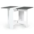 ID MARKET - Table console pliable EDI 2-4 personnes bois blanc plateau gris 103 x 76 cm - vignette