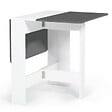 ID MARKET - Table console pliable EDI 2-4 personnes bois blanc plateau gris 103 x 76 cm - vignette