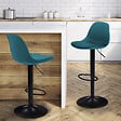 ID MARKET - Lot de 2 tabourets de bar KARL design bleu canard pied noir - vignette