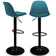 ID MARKET - Lot de 2 tabourets de bar KARL design bleu canard pied noir - vignette