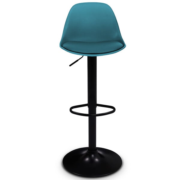 ID MARKET - Lot de 2 tabourets de bar KARL design bleu canard pied noir - large