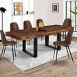 ID MARKET - Table à manger rectangle PHOENIX 8 personnes bois effet vieilli et noir 200 cm - vignette