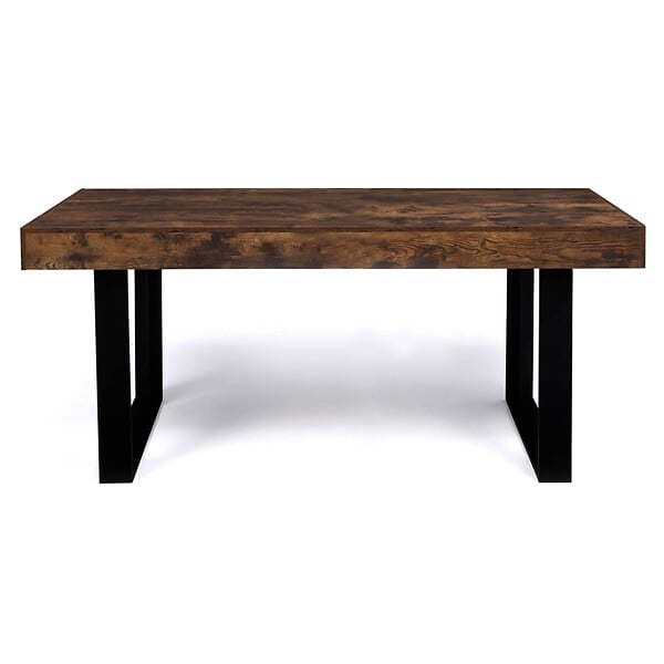 ID MARKET - Table à manger rectangle PHOENIX 8 personnes bois effet vieilli et noir 200 cm - large