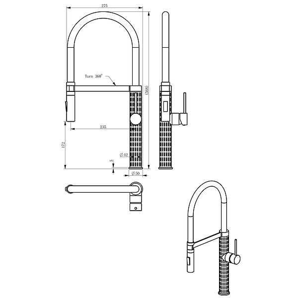 ESSEBAGNO - Architek mitigeur évier à douchette mobile noir - large