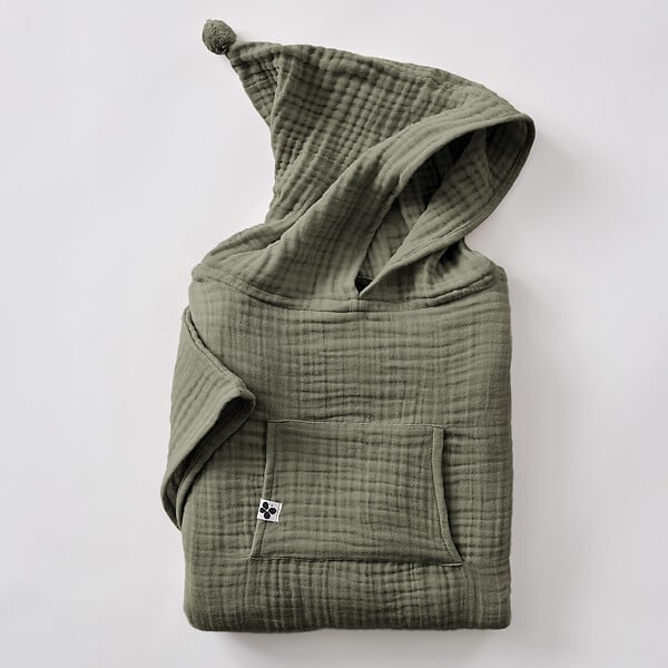 PAPILLON - Poncho enfant mixte 6/10 ans Gaze de coton unie GAIA Romarin - large