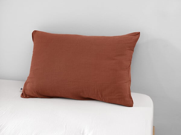 PAPILLON - Taie d'oreiller gaze de coton GAIA - Terracotta - 50x70cm - large