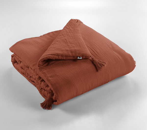PAPILLON - Bout de lit en gaze de coton GAIA - Terracotta - 90x200cm - large