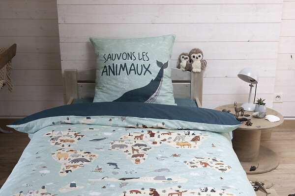 PAPILLON - Parure de lit enfant coton imprimé 140x200cm - large