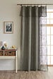FIL ARIANE - FA - Rideau ajustable + 8 anneaux pince 140 x 270 cm Polyester effet lin NIA Kaki - vignette
