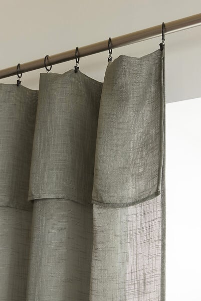 FIL ARIANE - FA - Rideau ajustable + 8 anneaux pince 140 x 270 cm Polyester effet lin NIA Kaki - large