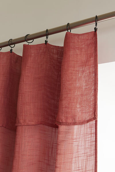 FIL ARIANE - FA - Rideau ajustable + 8 anneaux pince 140 x 270 cm Polyester effet lin NIA Terracotta - large