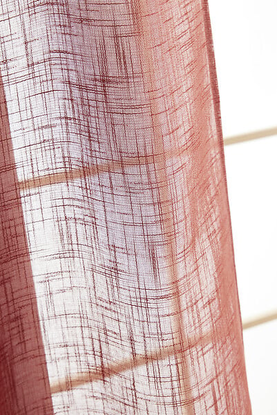 FIL ARIANE - FA - Rideau ajustable + 8 anneaux pince 140 x 270 cm Polyester effet lin NIA Terracotta - large