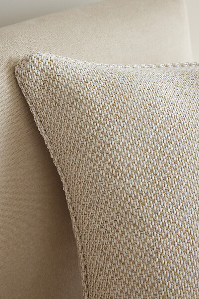 FIL ARIANE - FA - Coussin déhoussable avec passepoil 50 x 50 cm Polyester fils teints jacquard ATLAS Sable - large
