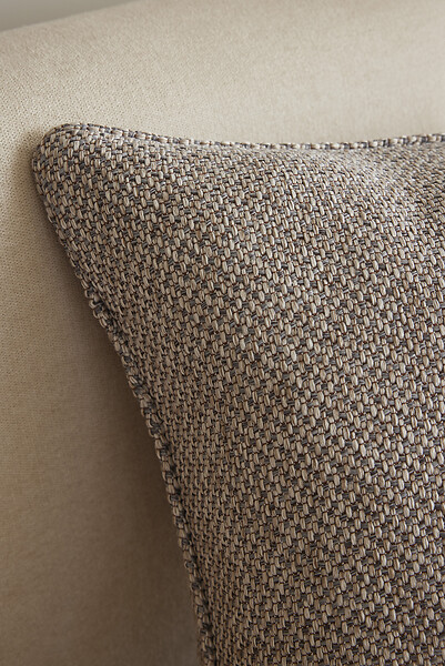 FIL ARIANE - FA - Coussin déhoussable avec passepoil Galet 50 x 50 cm Polyester fils teints jacquard ATLAS Galet - large