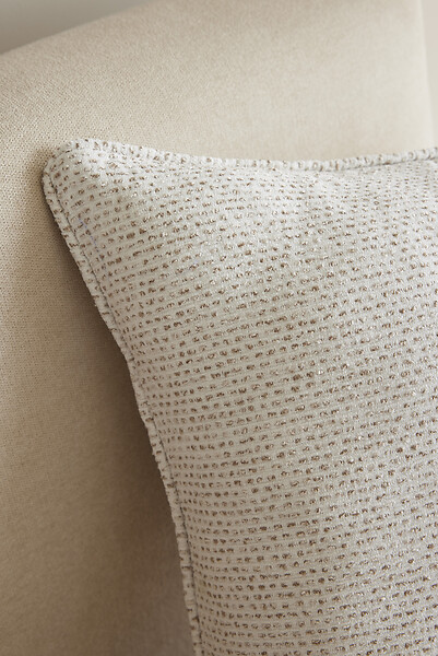 FIL ARIANE - FA - Coussin déhoussable avec passepoil 50 x 50 cm Polyester fils teints jacquard ELIOS Ivoire - large