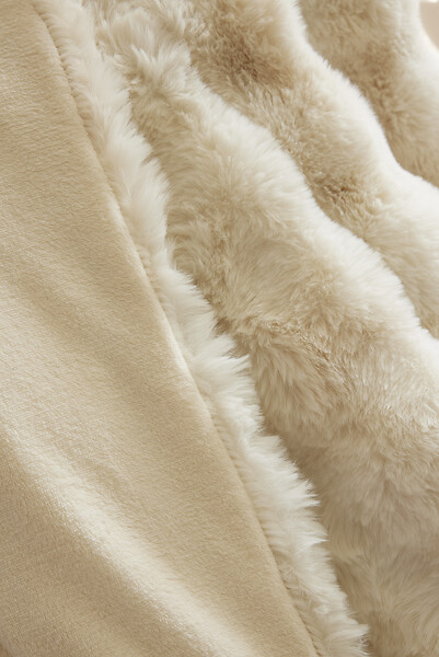 FIL ARIANE - FA - Plaid 125 x 150 cm Polyester fausse fourrure ASTRA Ivoire - large