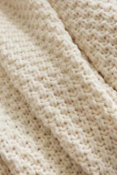 FIL ARIANE - Plaid tricot polyester OLYMPIA - Ivoire - 125 x 150cm - large