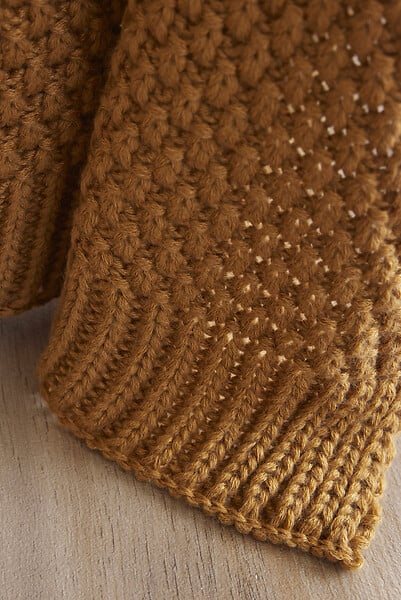 FIL ARIANE - Plaid en polyester tricot Olympia - Camel - L.125xl.150cm - large