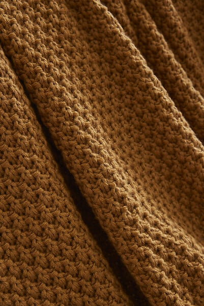 FIL ARIANE - Plaid en polyester tricot Olympia - Camel - L.125xl.150cm - large