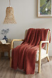 FIL ARIANE - Plaid tricot polyester OLYMPIA - Terracotta - L.125xl.150cm - vignette