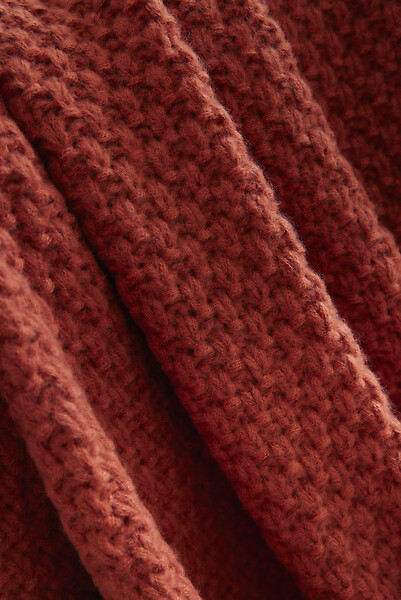 FIL ARIANE - Plaid tricot polyester OLYMPIA - Terracotta - L.125xl.150cm - large