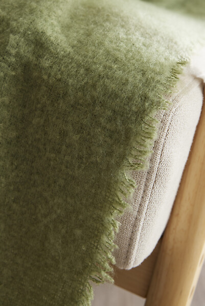 FIL ARIANE - Plaid 130 x 170cm Polyester tricot uni MELIA - Olive - large