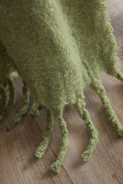 FIL ARIANE - Plaid 130 x 170cm Polyester tricot uni MELIA - Olive - large