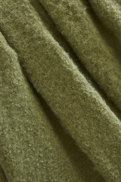 FIL ARIANE - Plaid 130 x 170cm Polyester tricot uni MELIA - Olive - large