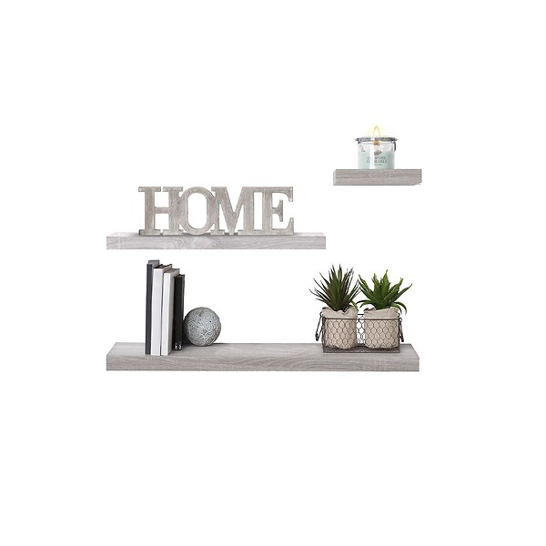 5 FIVE SIMPLY SMART - Étagère murale flottante carrée coloris Chêne gris L 23.5 cm Fixations invisibles - large