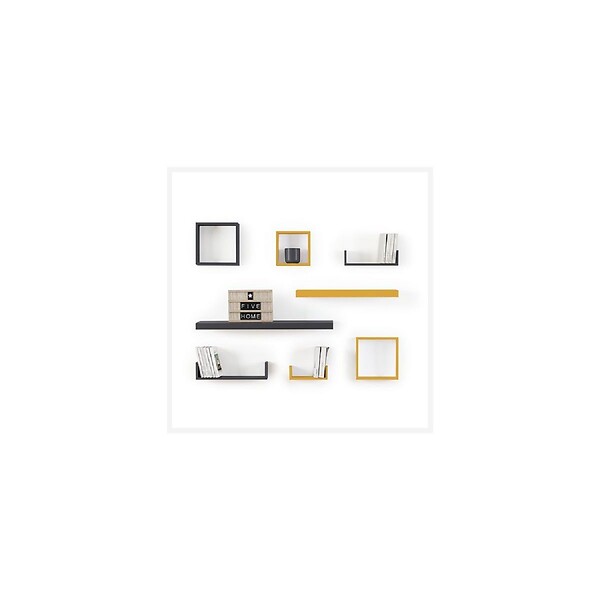 5 FIVE SIMPLY SMART - Étagère murale flottante carrée coloris Chêne gris L 23.5 cm Fixations invisibles - large
