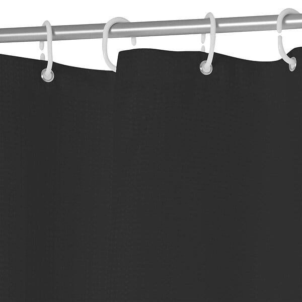 5 FIVE SIMPLY SMART - Rideau de Douche Nid d'Abeille Noir Charbon 180 x 200 cm anneaux inclus - large