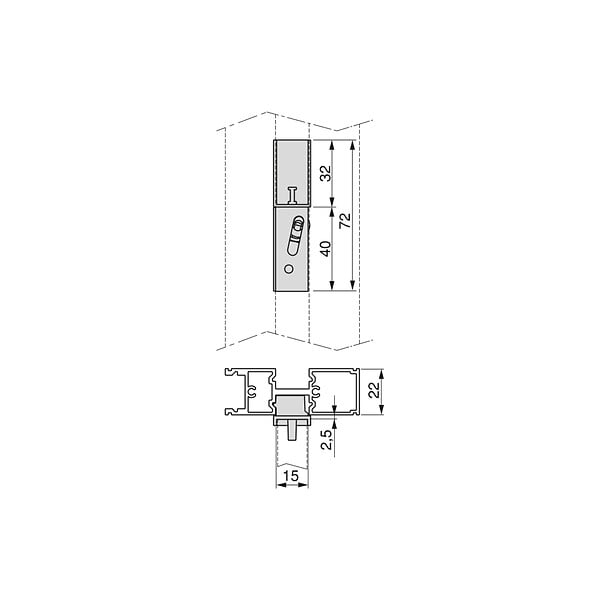EMUCA - Kit de fixation pour 4 étagères en bois et 1 tringle de suspension de 1m de long Zero, Aluminium et Zamak et Plastique, Peint gris pierre - large