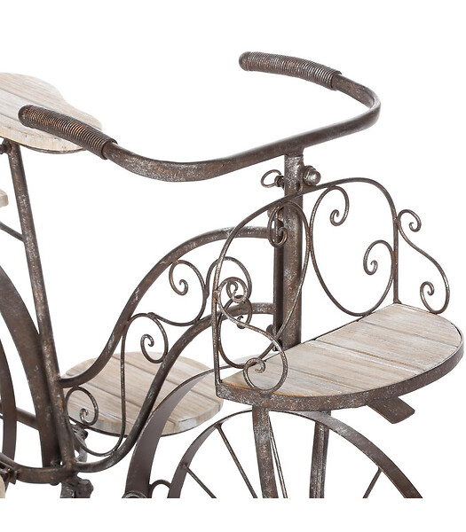 ATMOSPHERA - Porte plantes Vélo en Bois et Métal aspect vintage H 59 cm - large